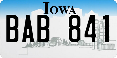IA license plate BAB841