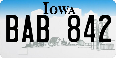 IA license plate BAB842