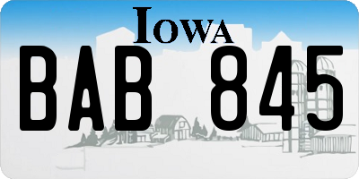 IA license plate BAB845