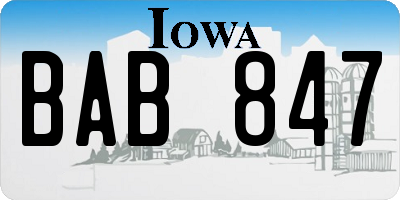 IA license plate BAB847