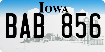 IA license plate BAB856