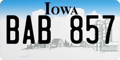 IA license plate BAB857