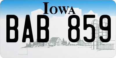 IA license plate BAB859