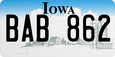 IA license plate BAB862