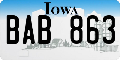 IA license plate BAB863