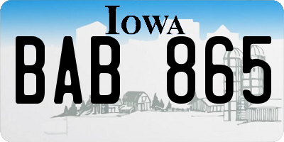 IA license plate BAB865