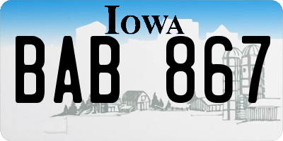 IA license plate BAB867