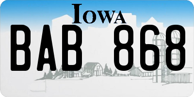 IA license plate BAB868