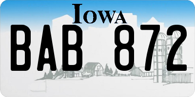 IA license plate BAB872