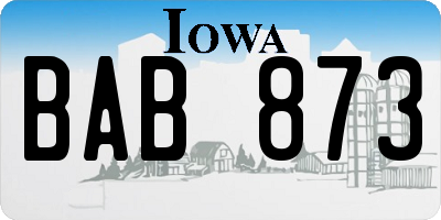 IA license plate BAB873