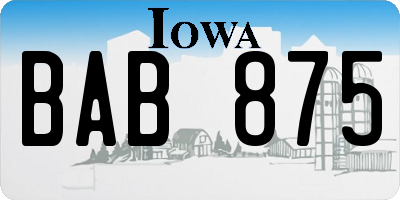 IA license plate BAB875