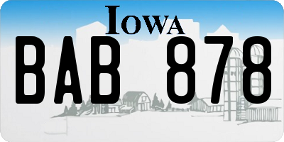 IA license plate BAB878