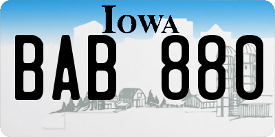 IA license plate BAB880