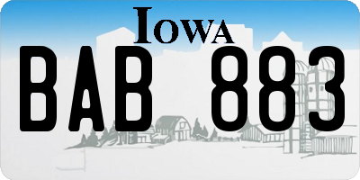 IA license plate BAB883
