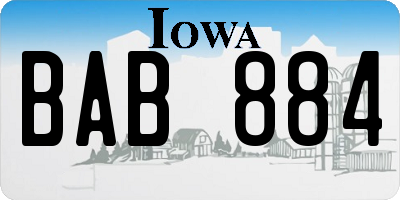IA license plate BAB884