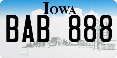IA license plate BAB888