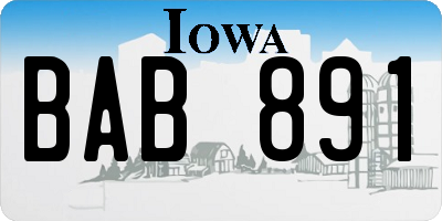 IA license plate BAB891