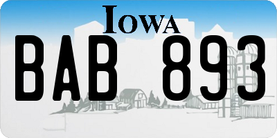 IA license plate BAB893