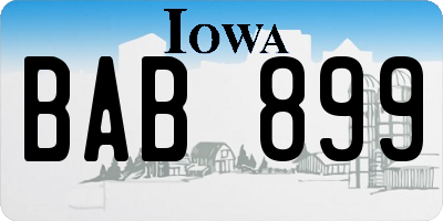 IA license plate BAB899