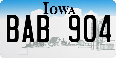 IA license plate BAB904