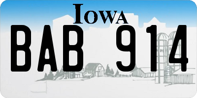 IA license plate BAB914