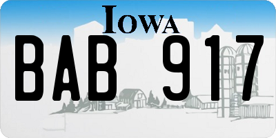IA license plate BAB917