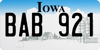 IA license plate BAB921