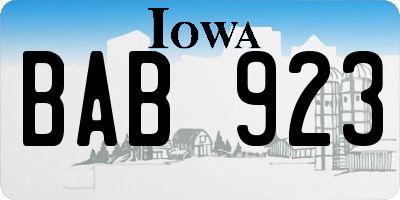 IA license plate BAB923