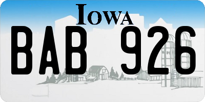 IA license plate BAB926