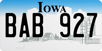 IA license plate BAB927