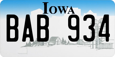 IA license plate BAB934