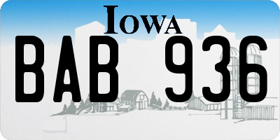 IA license plate BAB936