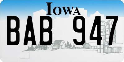 IA license plate BAB947