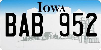 IA license plate BAB952