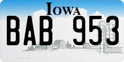 IA license plate BAB953