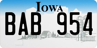 IA license plate BAB954