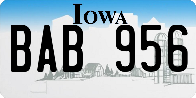 IA license plate BAB956