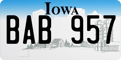 IA license plate BAB957