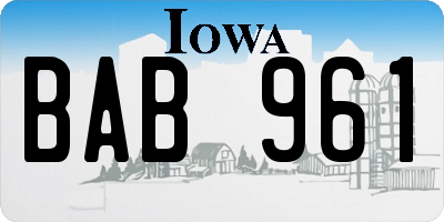 IA license plate BAB961