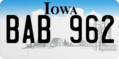 IA license plate BAB962