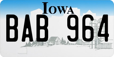 IA license plate BAB964