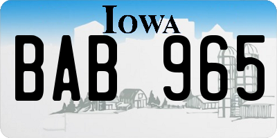 IA license plate BAB965