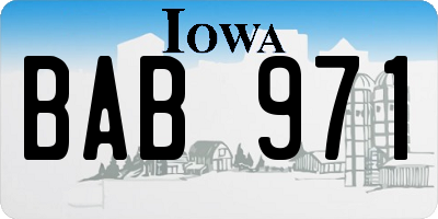 IA license plate BAB971