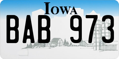IA license plate BAB973