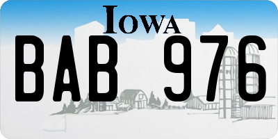 IA license plate BAB976