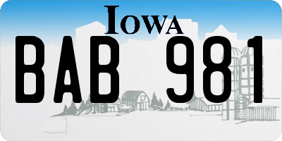 IA license plate BAB981