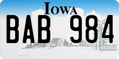 IA license plate BAB984