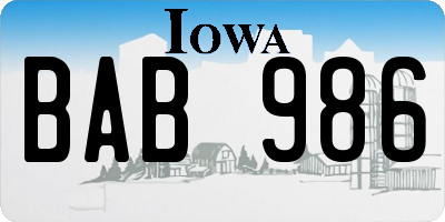 IA license plate BAB986