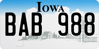 IA license plate BAB988