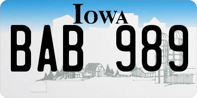 IA license plate BAB989
